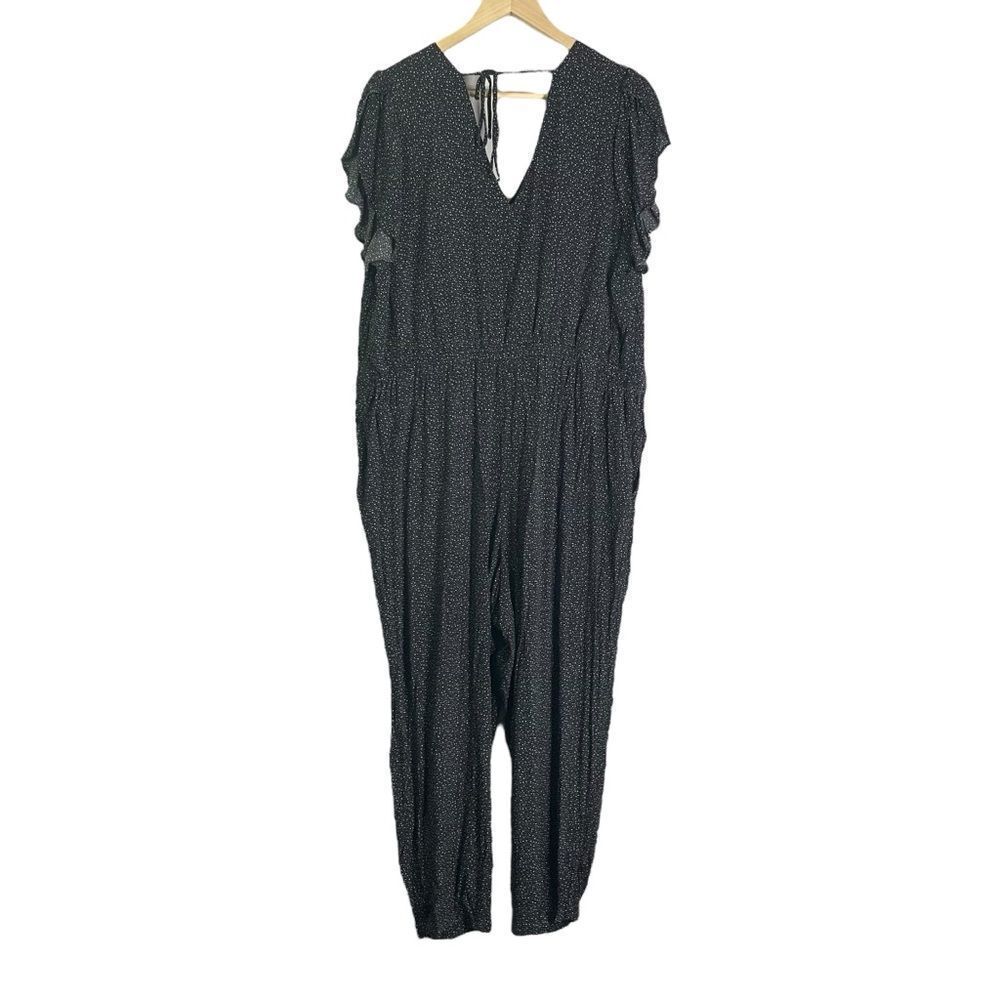 Loft Plus Jumpsuit In Black Dots Flutter Sleeve W… - image 8